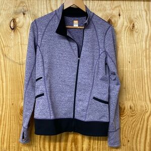 Lucy size M jacket purple and black with thumb holes for hands